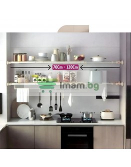 Разтегателен телескопичен разделител за рафтове на гардероб, регулируем 70-120 см, с вендуза